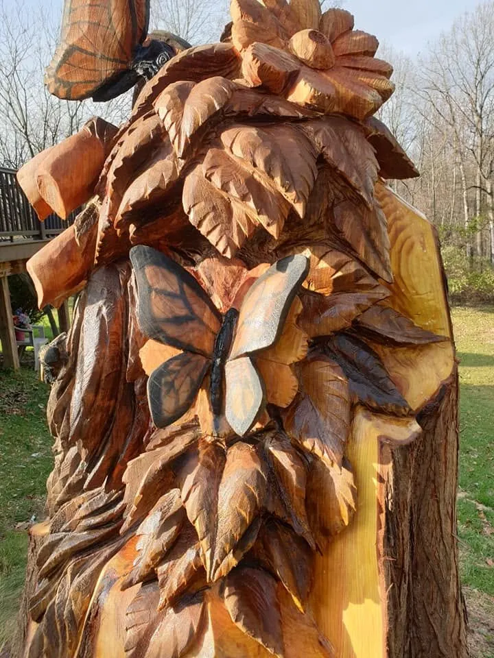 Carved Leaves And Butterfly
